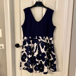 Navy floral fit and flare dress